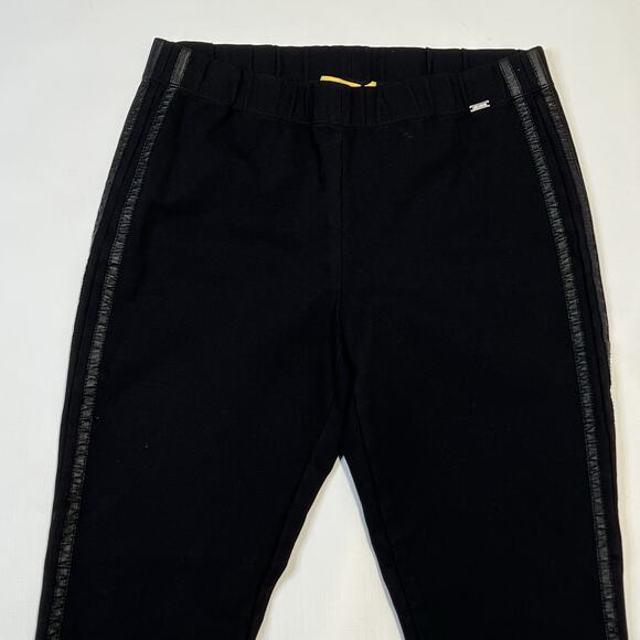 St John Pants Womens Small Black Skinny Leg Pull On Dress Career Leather Trim - Picture 2 of 11